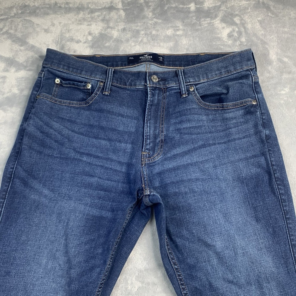 Hollister California Jeans Mens 36x32 Stacked Skinny Advanced Stretch Dark Blue - Picture 2 of 10